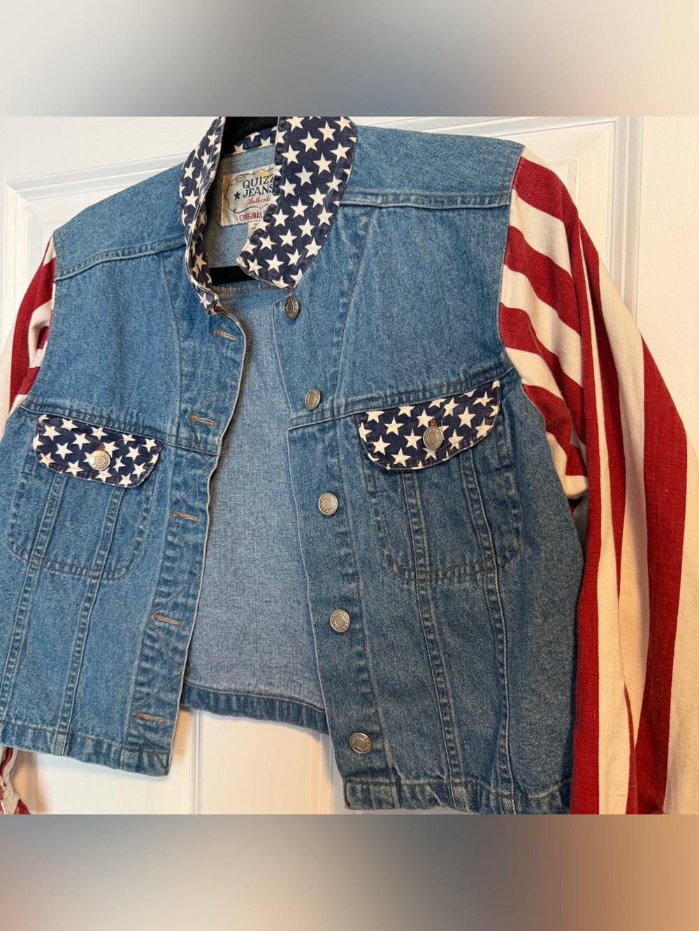 Vintage y2k Quizz Jeans authentic American flag Jean jacket. - Picture 2 of 6